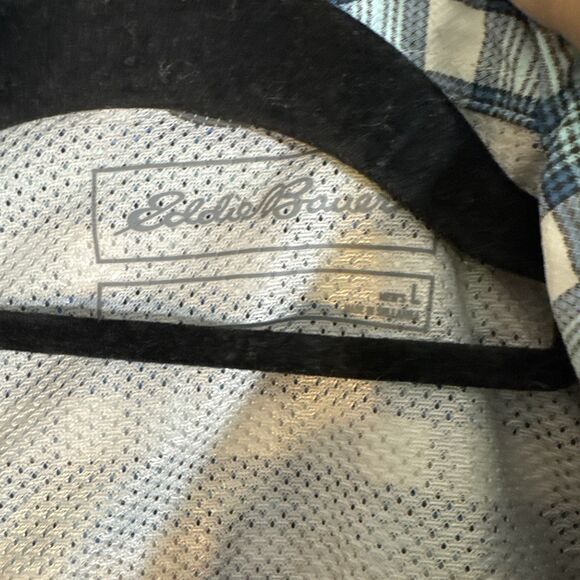 Eddie Bauer Shirt Pack It Tech Seersucker Plaid Button Up Short Sleeve Men’s Lg‎ - Picture 2 of 9